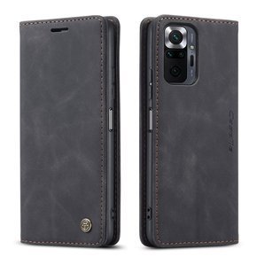 Etui CASEME do Xiaomi Redmi Note 10 Pro, Leather Wallet Case, Black
