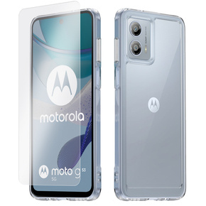 Zestaw Etui do Motorola Moto G53 5G, Fusion Hybrid, przezroczyste + szkło