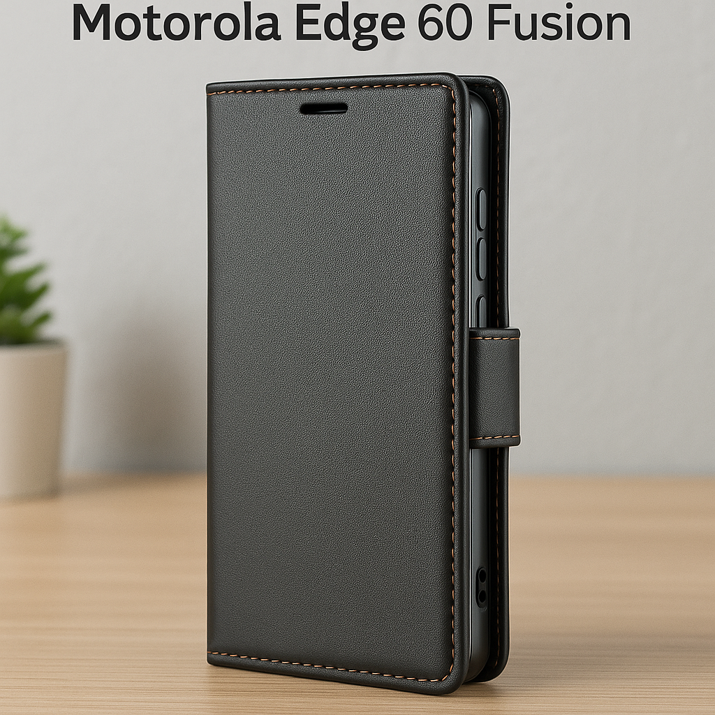 ERBORD Glossy Litchi – praktyczne etui z klapką do Motorola Edge 60 Fusion