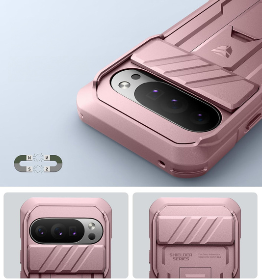 Etui pancerne do Google Pixel 10 Pro XL, Dexnor Full Body (Two Frames) - różowe