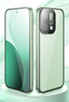 Etui do Oppo Reno 14, Magnetic Dual Glass, przezroczyste z zielonymi rantami