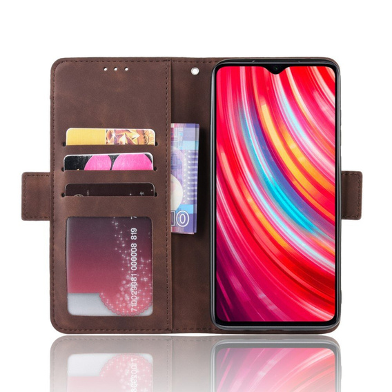 Etui z klapką do Xiaomi Redmi Note 8 Pro, Card Slot, brązowe