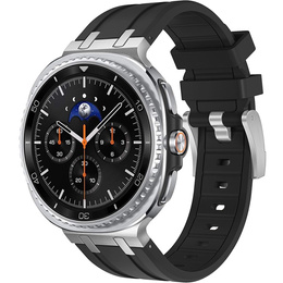 Pasek Silikonowy do Samsung Galaxy Watch 8 / 8 Classic, Srebrny / Czarny