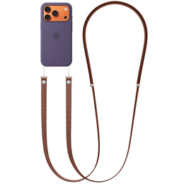 Smycz na telefon kompatybilna z etui do iPhone 17, odpinana magnetyczna klamra, pasek na szyję – brązowa