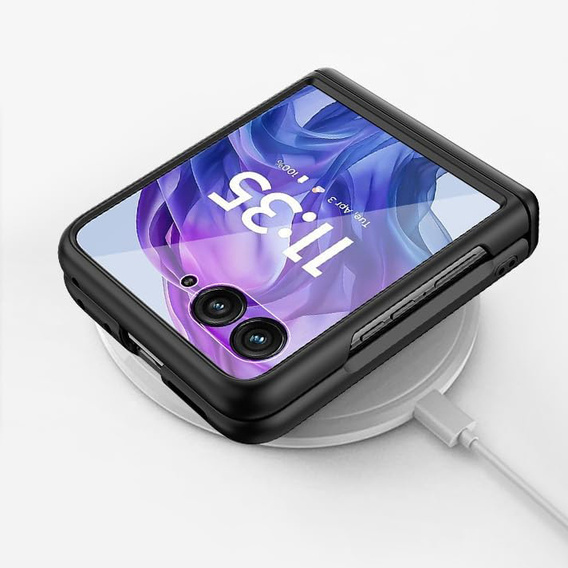 Etui do Motorola Razr 60 Ultra – Glitter PC Case ze szkłem i podstawką - czarne
