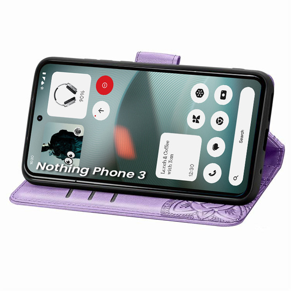 Etui z klapką do Nothing Phone 3 5G, Butterfly, fioletowe