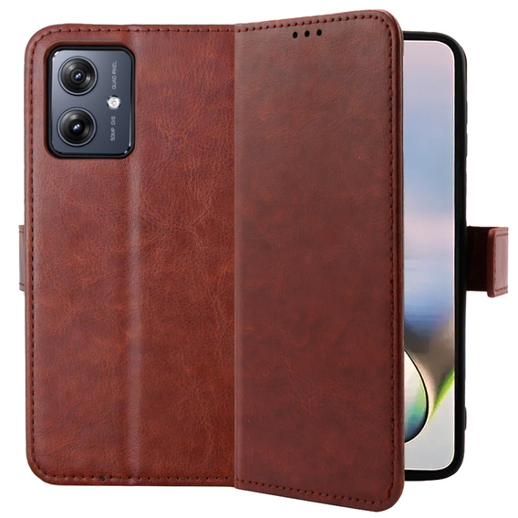 Etui z klapką do Motorola Moto G54 5G, Crazy Horse Wallet, brązowe