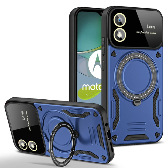 Etui pancerne do Motorola Moto G24 / G24 Power / G04, Magnetic Ring, niebieskie