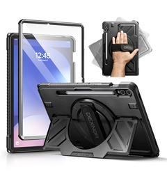 Etui Dexnor 360° do Samsung Galaxy Tab S9+ / S10+, z paskiem i miejscem na rysik - czarne