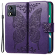 Etui z klapką do Motorola Moto E13, Butterfly, fioletowe