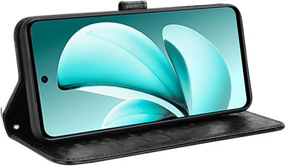 Etui z klapką do Realme C71, Wallet Rhombus, czarne