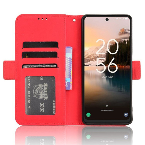 Etui z klapką do TCL 40 NxtPaper, Card Slot, czerwone