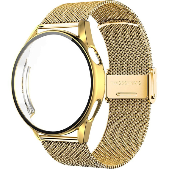 Bransoleta Milanese + Etui z osłoną na ekran do Huawei Watch GT 3 46mm, Złoty