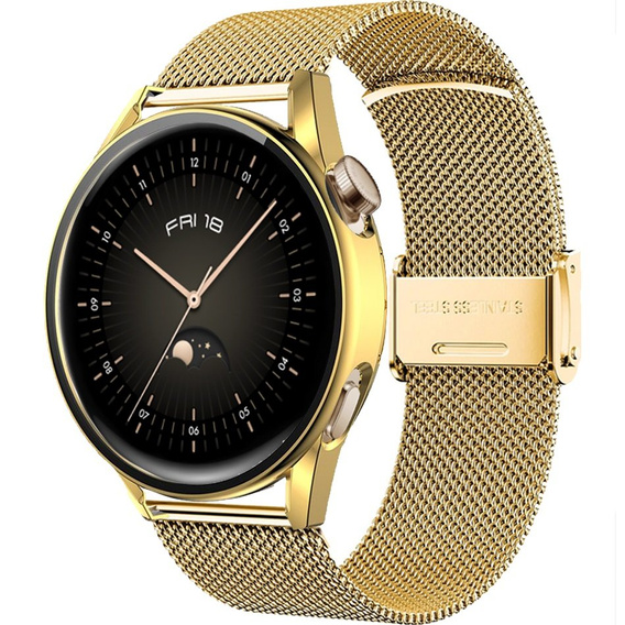 Bransoleta Milanese + Etui z osłoną na ekran do Huawei Watch GT 3 42mm, Złoty