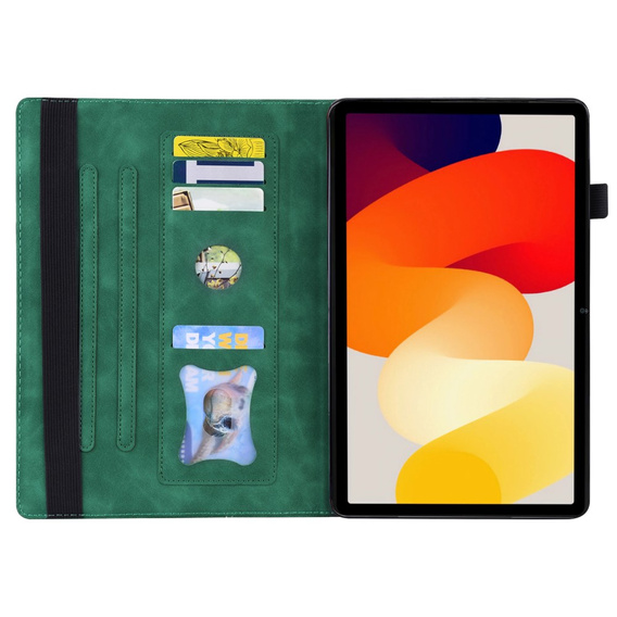 Etui z klapką i kieszonkami na karty do Xiaomi Redmi Pad 2 - Zielone