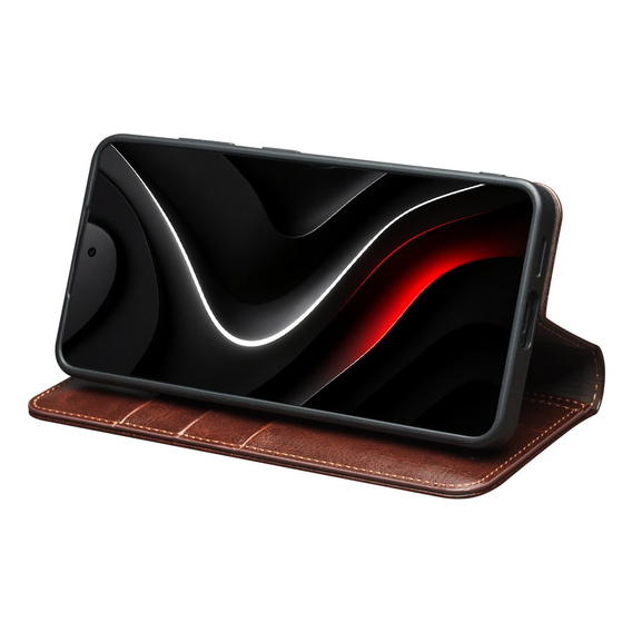 Skórzane etui Qialino do Samsung Galaxy S26, brązowe