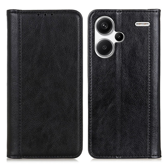 Etui do Xiaomi Redmi Note 13 Pro+, Wallet Litchi Leather, czarne