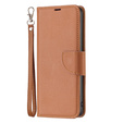 Etui z klapką do Samsung Galaxy A15, Wallet Litchi Leather, brązowe + szkło 9H