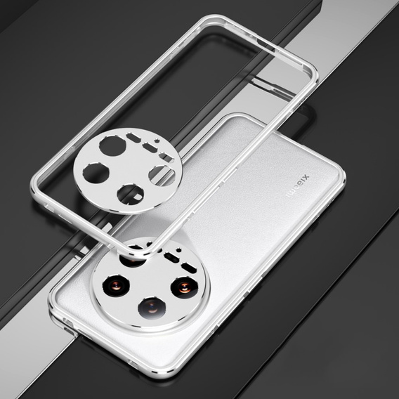 Etui do Xiaomi 14 Ultra, Armor Bumper, z osłoną obiektywu, srebrne
