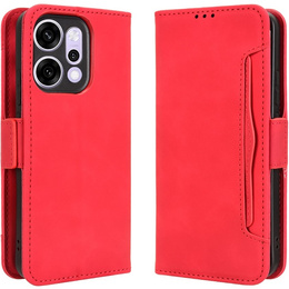 Etui z klapką do Oppo Reno 14, Card Slot, czerwone