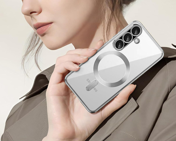 Etui do Samsung Galaxy A56 5G, Electro MagSafe, srebrne + Szkło na ekran