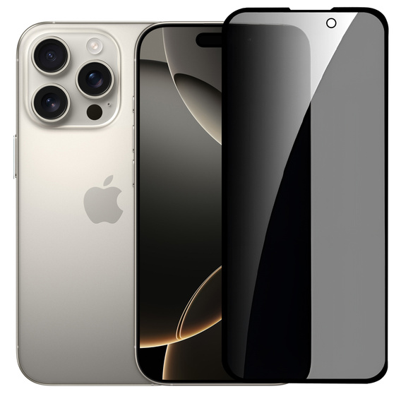 2x Szkło Hartowane prywatyzujące do iPhone 17 Pro / 17 / 16 Pro, ERBORD 9H Easy App Anti-Peep