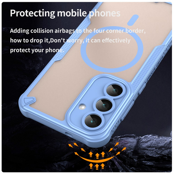 Etui Matt Case do Samsung Galaxy S25 FE, do MagSafe, wzmocnione, matowe niebieskie