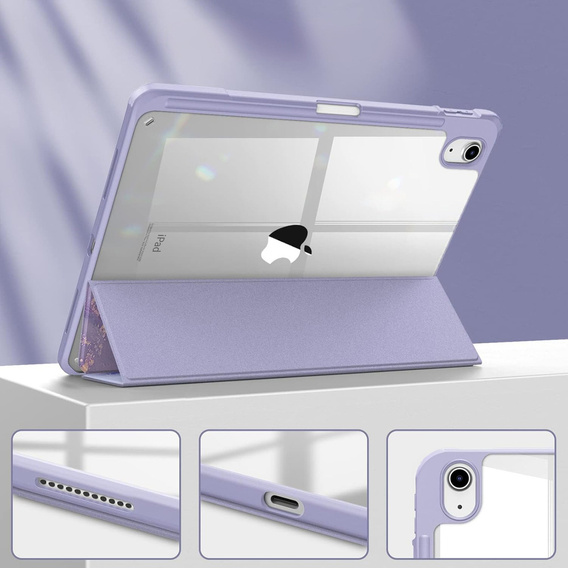 Etui do iPad 10.9" 2022 (10 gen.), Smartcase Hybrid, z miejscem na rysik, Marble fioletowe