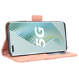Etui z klapką do Honor Magic 5 Pro 5G, Card Slot, różowe