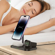 Ładowarka indukcyjna Magsafe do iPhone Apple Watch AirPods Qi 15W, czarna