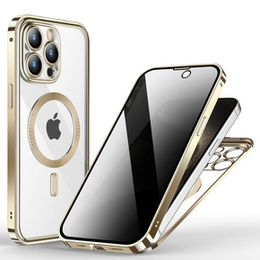 Etui do iPhone 15 Pro Max, Privacy Dual Glass, do MagSafe, złote
