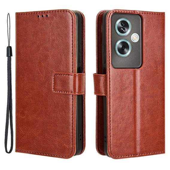 Etui z klapką do Oppo A79 5G, Crazy Horse Wallet, brązowe