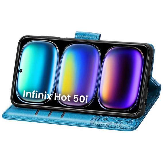 Etui z klapką do Infinix Hot 50i 4G, Butterfly, niebieskie