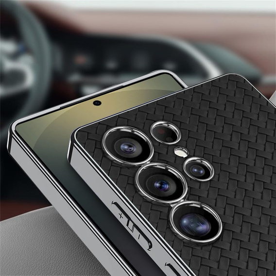 Etui do Samsung Galaxy S25 Ultra, GKK Woven Leather, czarne