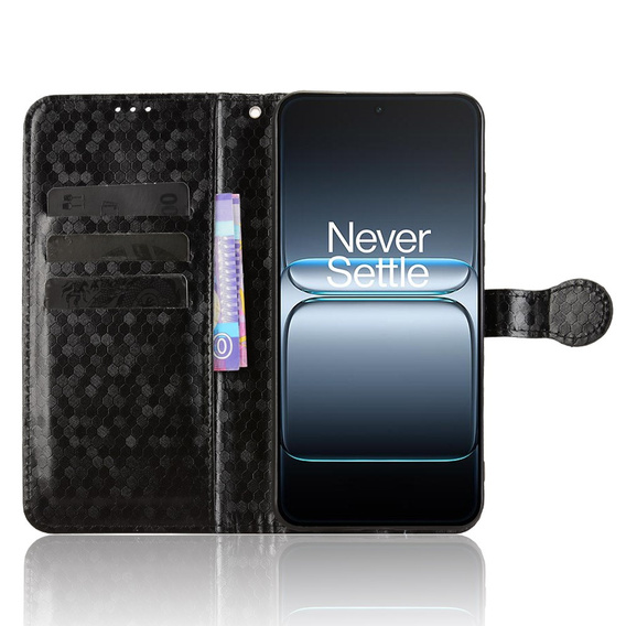 Etui z klapką do OnePlus Nord 5, Wallet Rhombus, czarne