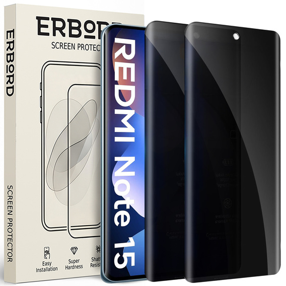 2x Szkło Prywatyzujące do Xiaomi Redmi Note 15 5G / Poco M8 5G, ERBORD Anti-Spy Hartowane