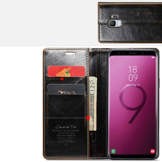 Etui z klapką CASEME do Samsung Galaxy S9, Waxy Textured, kawowe