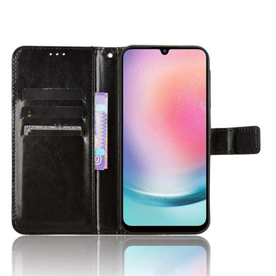 Etui z klapką do Samsung Galaxy A25 5G, Crazy Horse Wallet, czarne