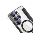 Etui z klapką do Samsung Galaxy S25 Ultra, RFID Rhombus Wallet MagSafe z ochroną aparatu, czarne