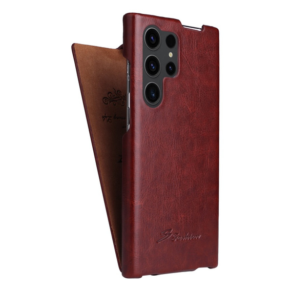 Etui do Samsung Galaxy S25 Ultra, z klapką pionową – brązowe