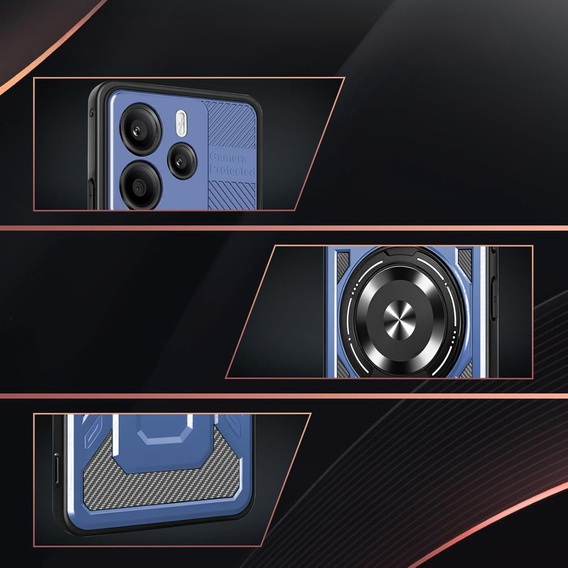 Etui Magnetyczne z Podstawką do Xiaomi Redmi Note 14 4G – Niebieskie