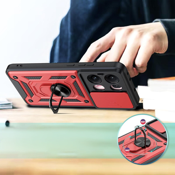 Etui pancerne do Oppo Reno 13 Pro, CamShield Slide, czerwone
