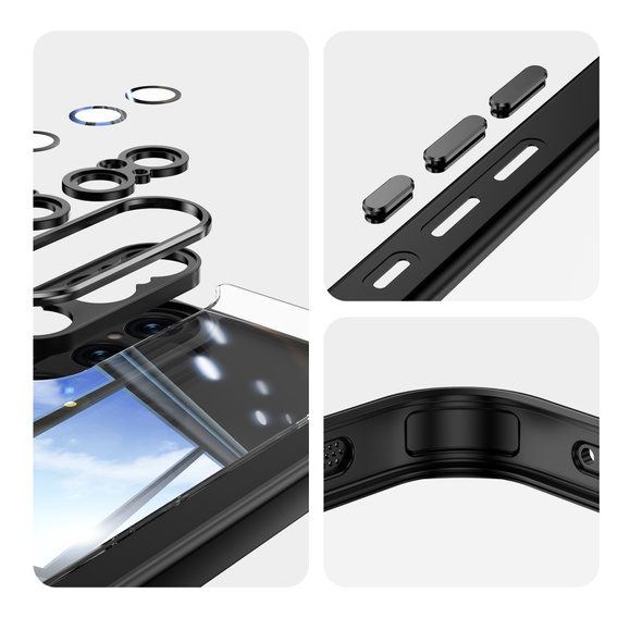 Etui do Sony Xperia 1 VI, Fusion Hybrid, z ochroną aparatu, przezroczyste / czarne