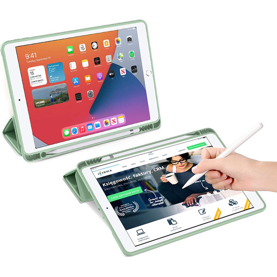 Etui do iPad 10.2" 2021/2020/2019 (9/8/7 gen.), z miejscem na rysik, Jasnozielone