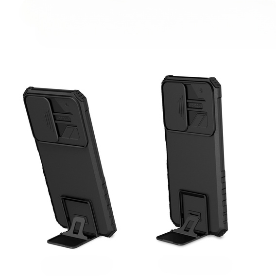 Etui pancerne do Infinix Hot 11s, Obudowa Camshield Case z podstawką, Czarne