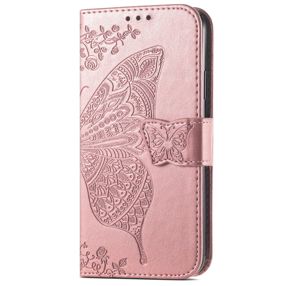 Etui z klapką do Samsung Galaxy A16 / A16 5G, Butterfly, różowe rose gold
