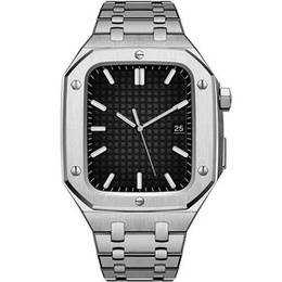 Bransoleta Stalowa z Etui do Apple Watch 7/8/9 45mm, Srebrna