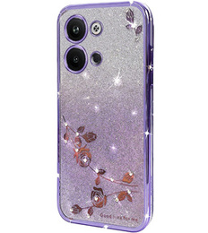 Etui do Infinix Note 30 VIP, Glitter Flower, fioletowe