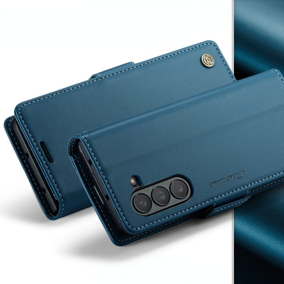 Etui z klapką CASEME do Samsung Galaxy Z Fold6 5G, Litchi Wallet, niebieskie