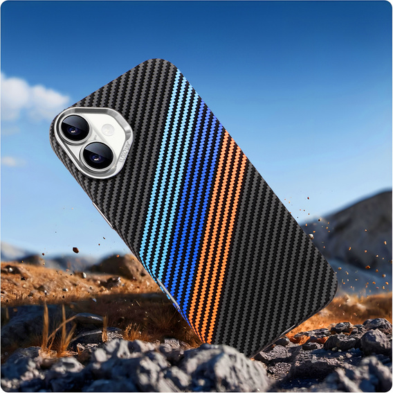 Etui do iPhone 16 Plus, Carbon Fiber MagSafe, granatowe